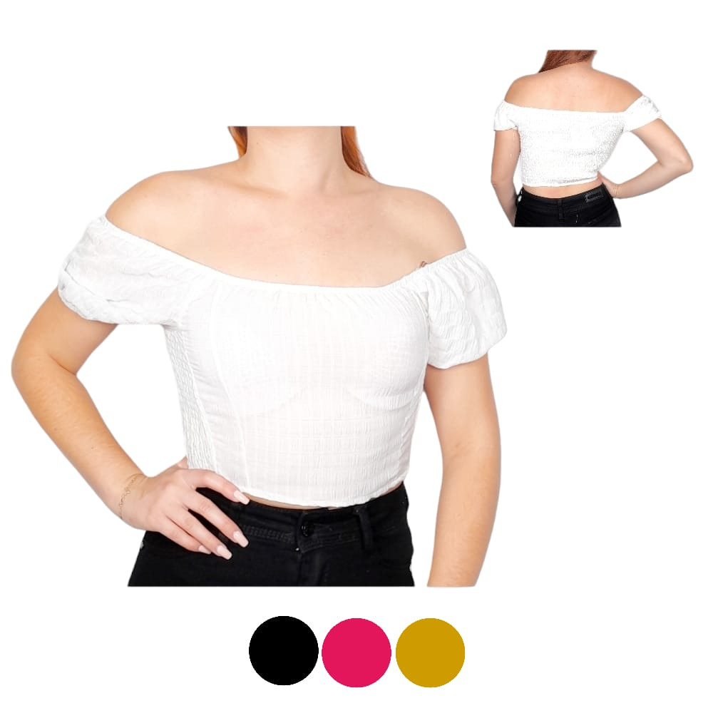 Blusa con elástico en los online hombros