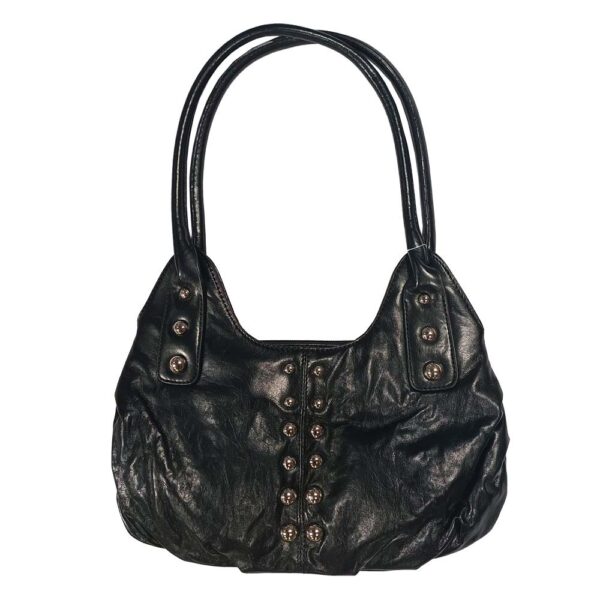 Bolso De Hombro Negro Con Adornos De Tachuelas Plateadas