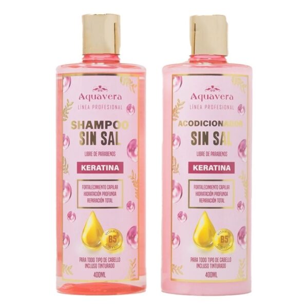 Duo Shampoo y  Acondicionador Keratina Sin Sal 400 ML