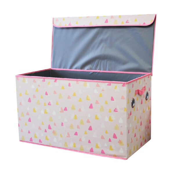 CAJA XL ALMACENAR PLEGABLE ESTAMPADA TRIANGULOS ROSADOS 37x71x40 CM