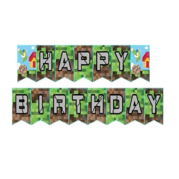 BANDERINES MINECRAFT HAPPY BIRTHDAY