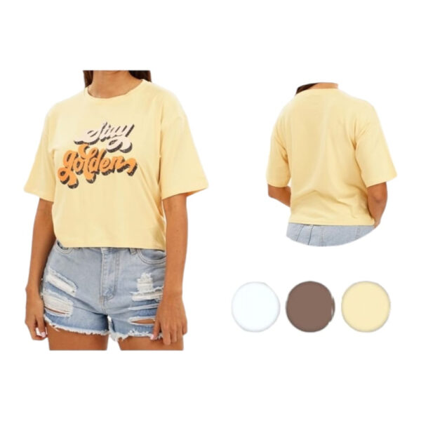 Camiseta Estampada Manga Corta -STAY GOLDEN