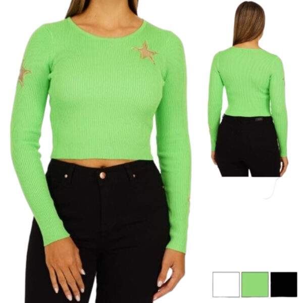 Blusa Manga Larga Tejida Con  Estrellas