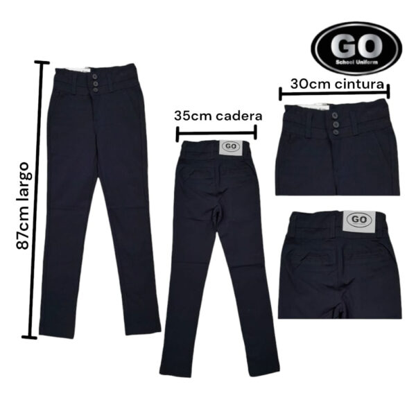 PANTALON ESCOLAR AZUL TELA ARMY STRETCH NIÑA TALLA 12