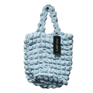 BOLSO DE MANO LARGO ACOLCHADO CELESTE
