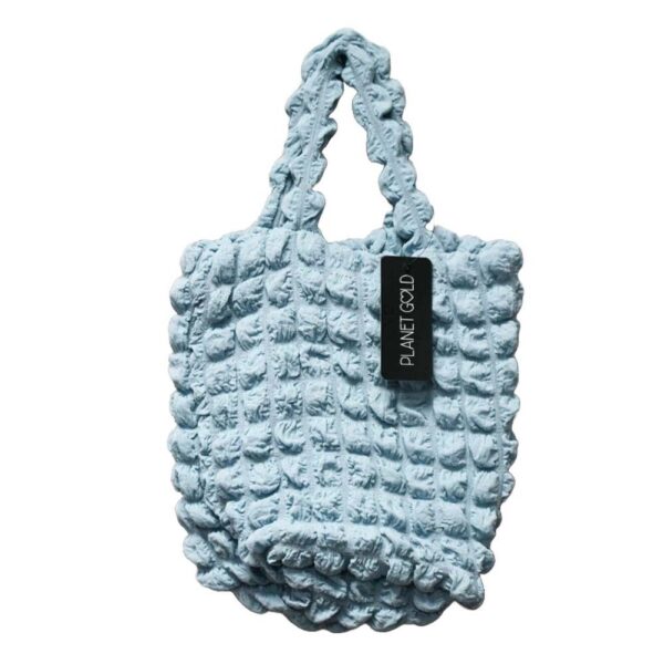 BOLSO DE MANO LARGO ACOLCHADO CELESTE