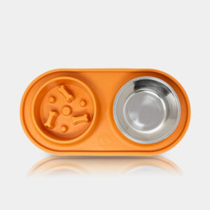 PLATO DE ACERO INOXIDABLE PARA PERRO ANARANJADO